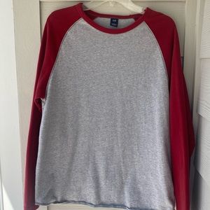 Gap long sleeve baseball shirt.  Red and gray.  Men’s Larger.